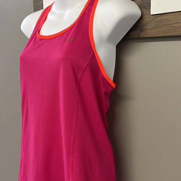 Nike Women’s Dri-fit Fuchsia Pink/Orange Athletic Striped Tank Top-Sm (Hole) - Picture 4 of 11